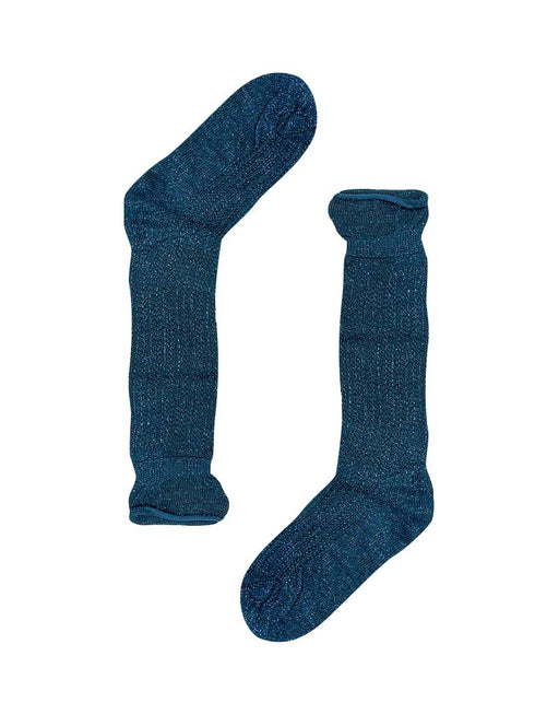 Socken Lang Glitzer Blau